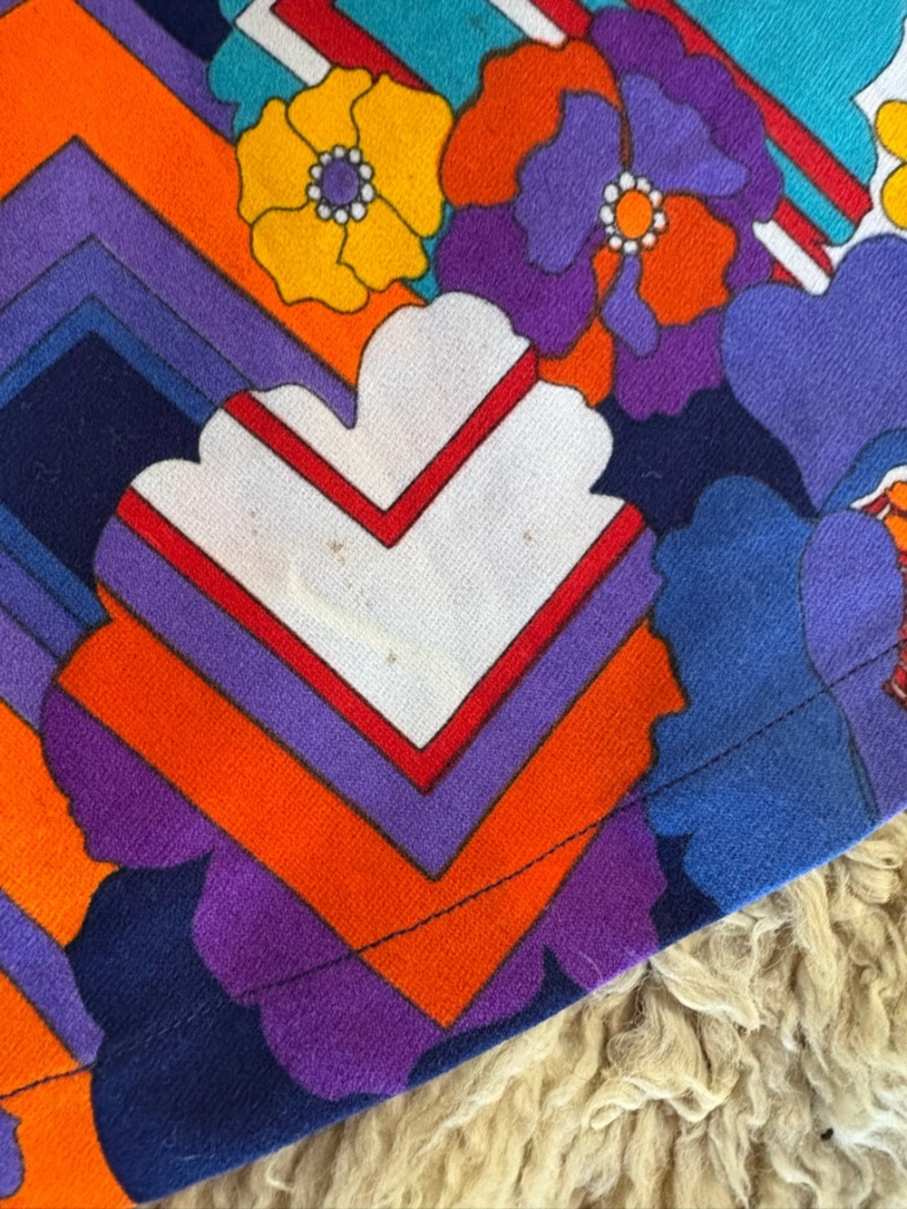 Women’s Vintage 70s Handmade Geo Flower Print Retro Skirt - Picture 8 of 9
